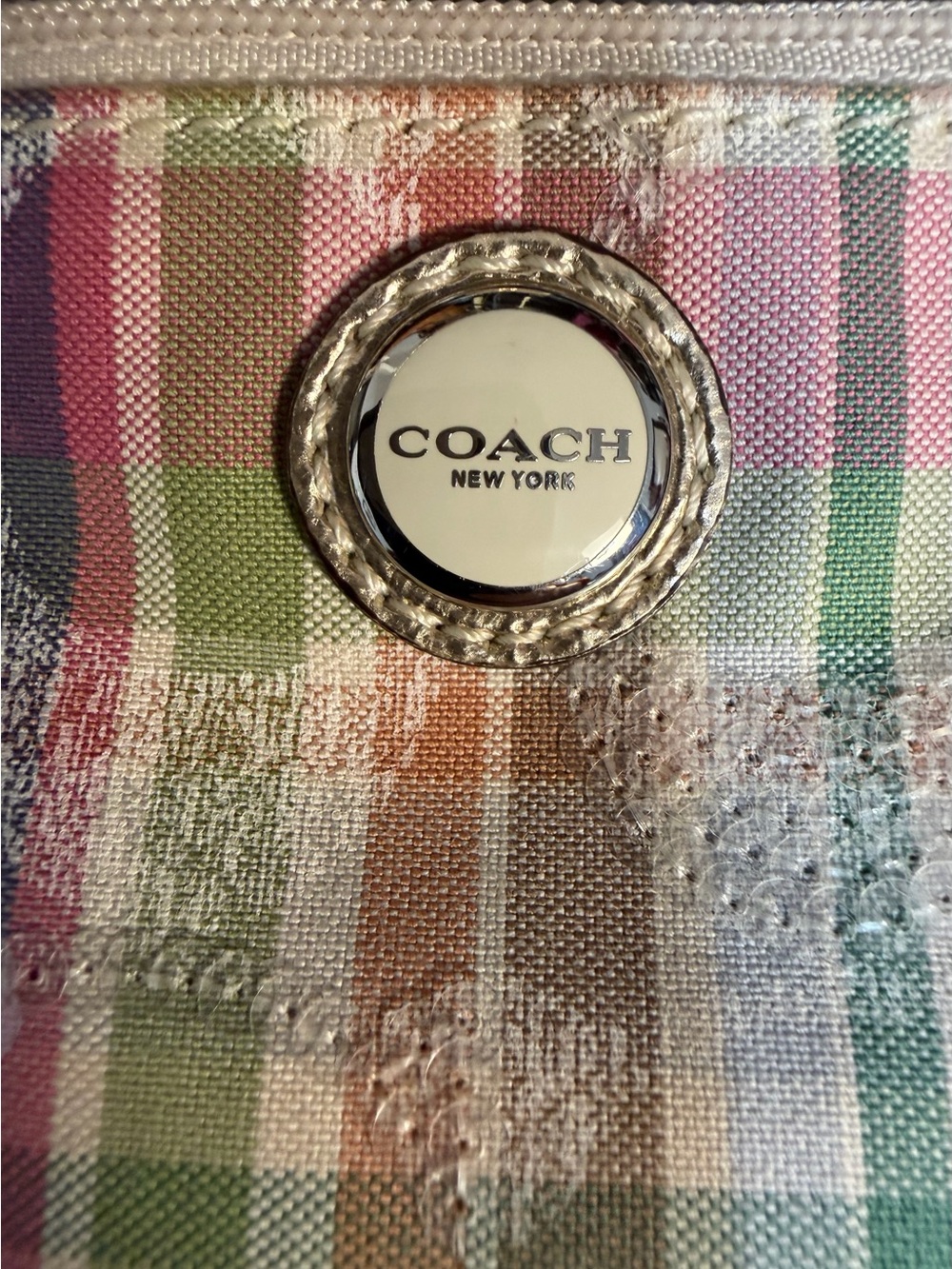 Coach Poppy Glam Madras Plaid Wristlet (A456) - Picture 5 of 11